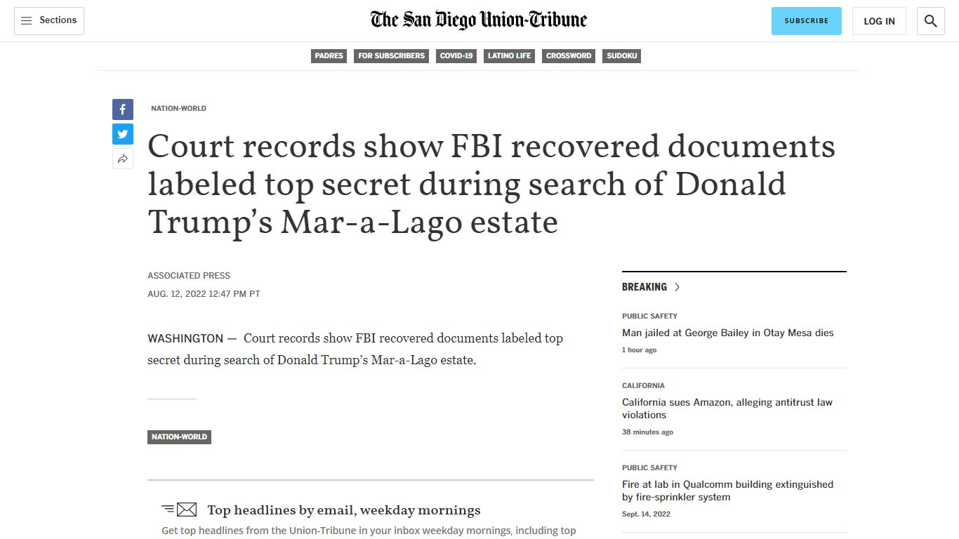 Court records show FBI recovered documents labeled top secret during ...