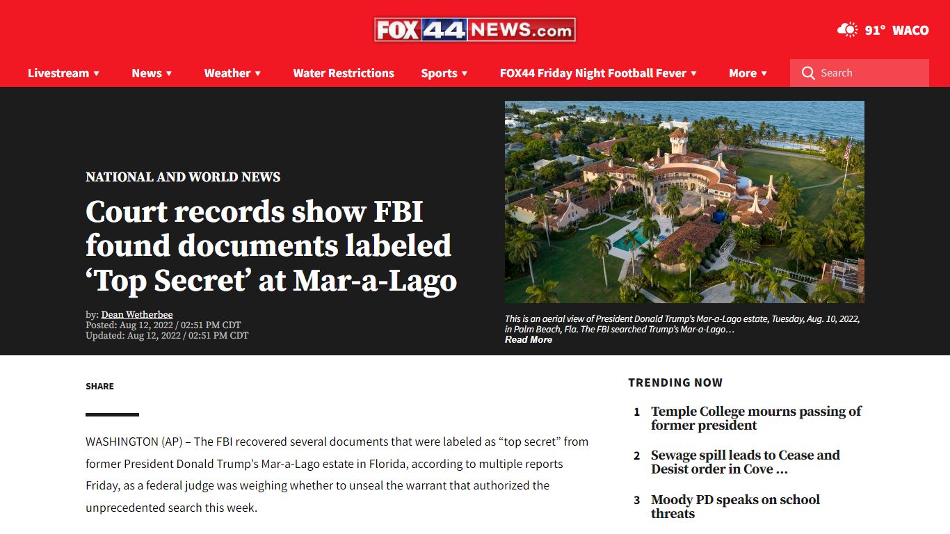 Court records show FBI found documents labeled ‘Top Secret’ at Mar-a ...